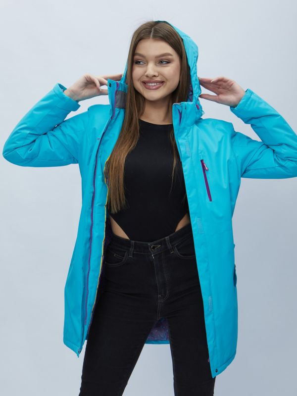 Women's blue hooded parka 551706S